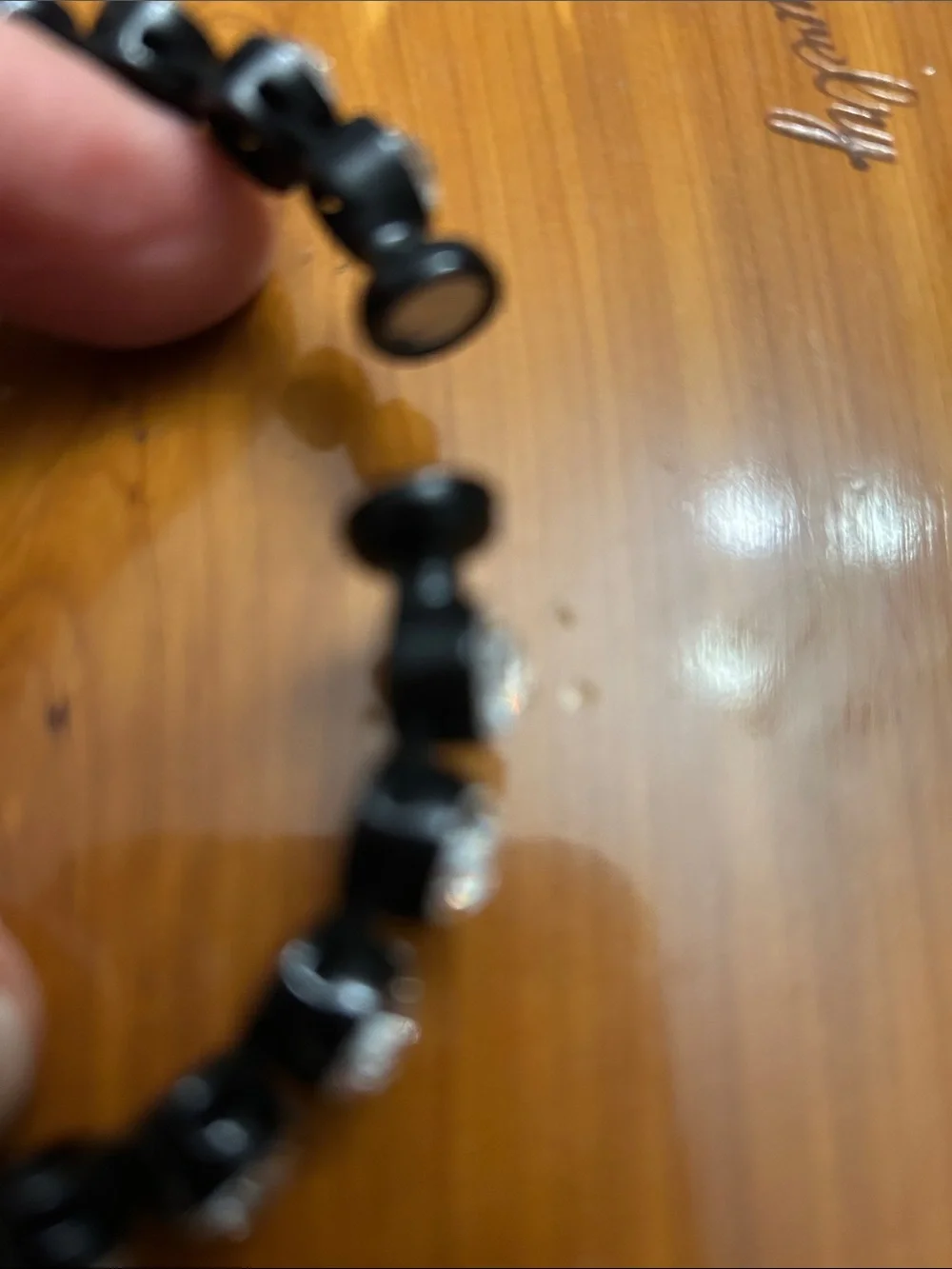 Chico's Black Beaded Stretch Bracelet with Silver Accents